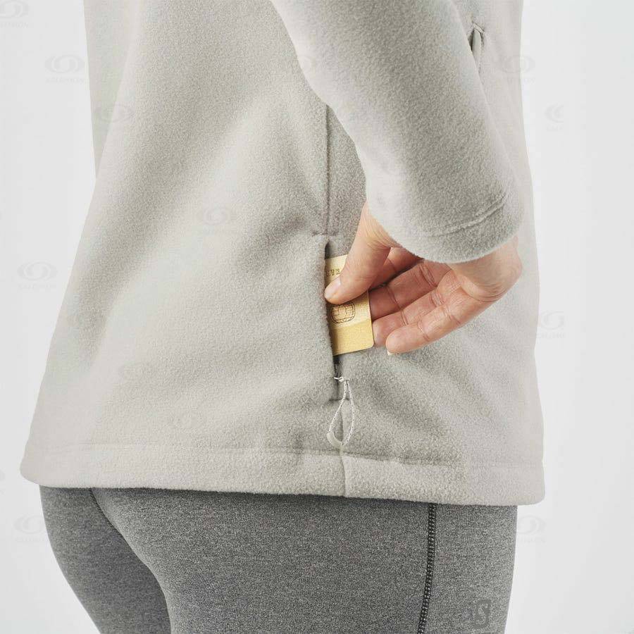 Beige Salomon ESSENTIAL COSY FLEECE Women's Hoodie | US-M1839