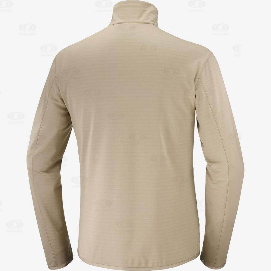 Beige Salomon ESSENTIAL LIGHTWARM Men's Hoodie | US-L2523