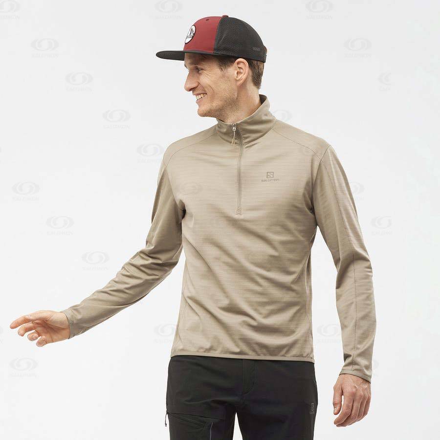 Beige Salomon ESSENTIAL LIGHTWARM Men's Hoodie | US-L2523