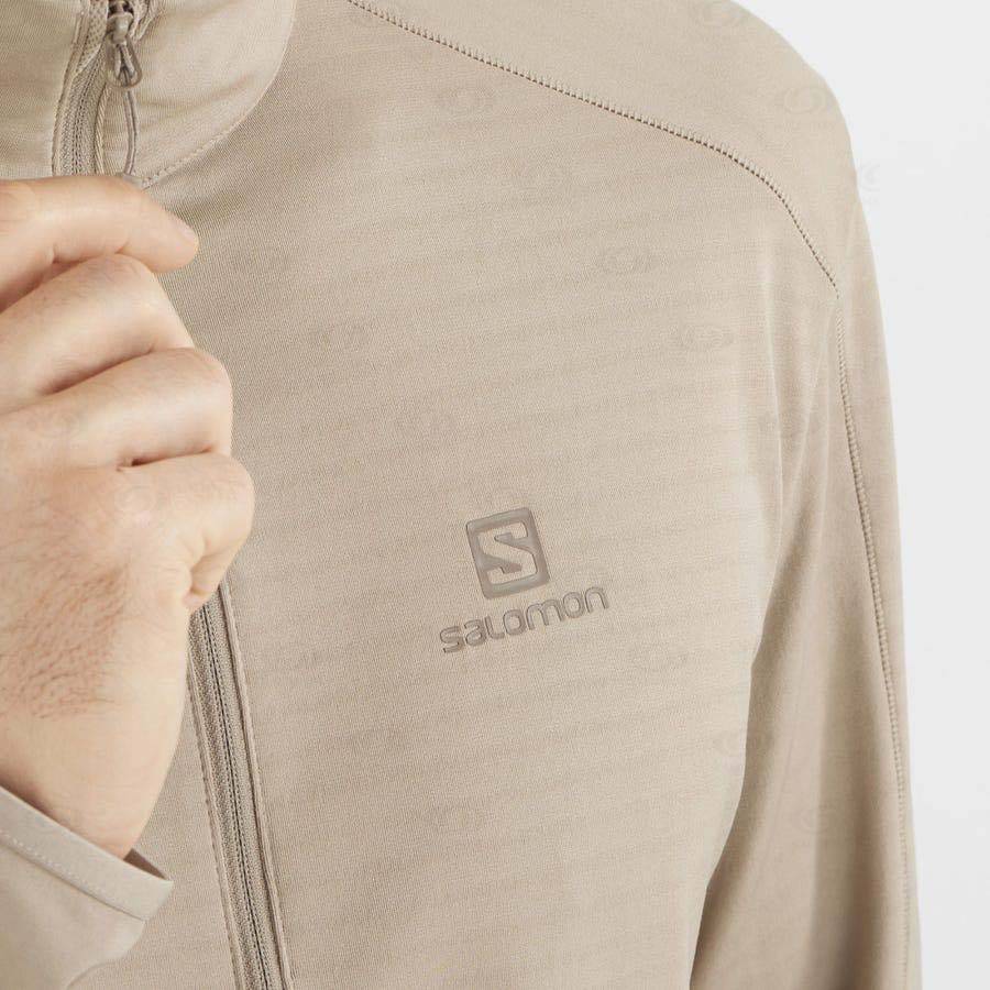 Beige Salomon ESSENTIAL LIGHTWARM Men's Hoodie | US-L2523