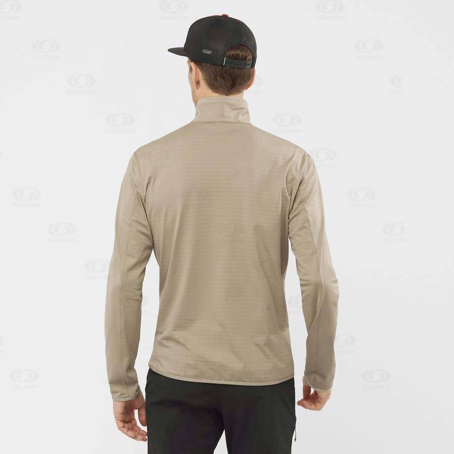 Beige Salomon ESSENTIAL LIGHTWARM Men's Hoodie | US-L2523