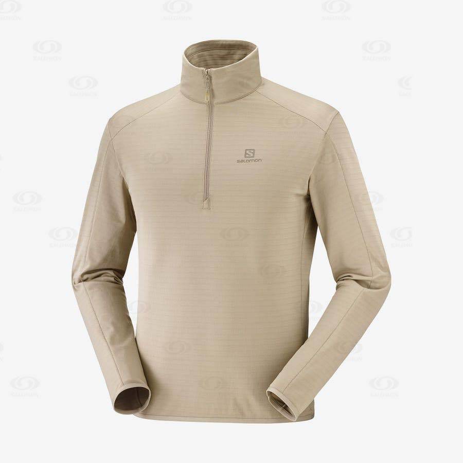 Beige Salomon ESSENTIAL LIGHTWARM Men\'s Hoodie | US-L2523