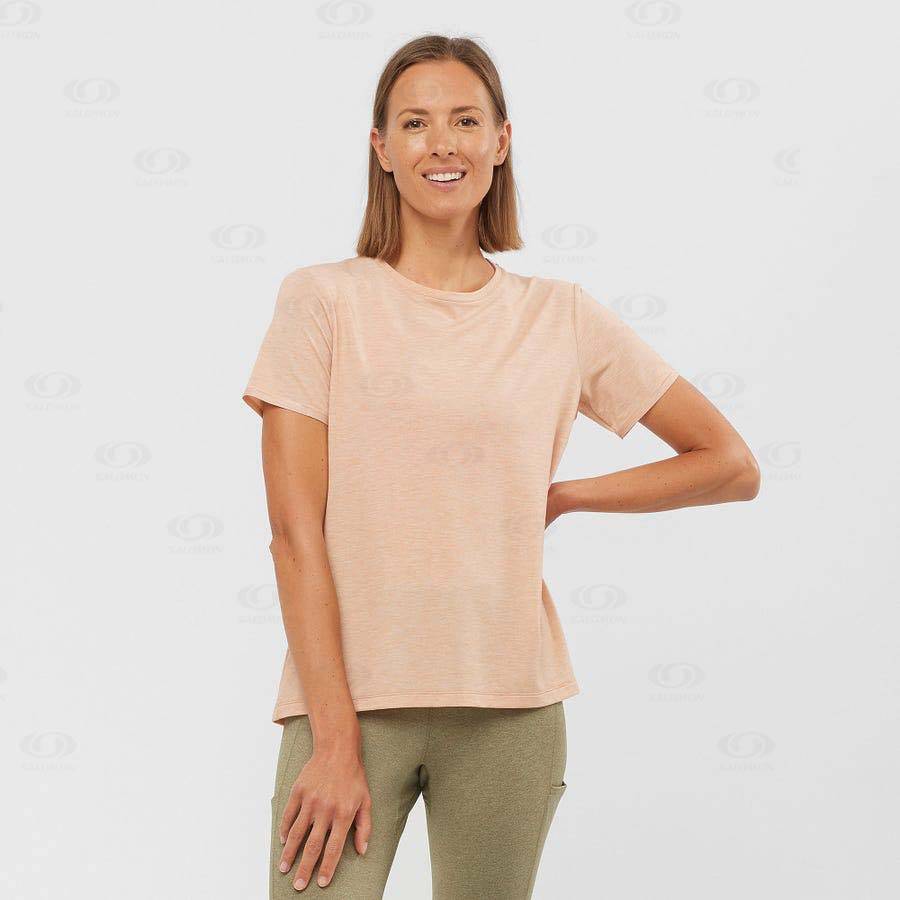 Beige Salomon ESSENTIAL TENCEL Women's T Shirts | US-O2001