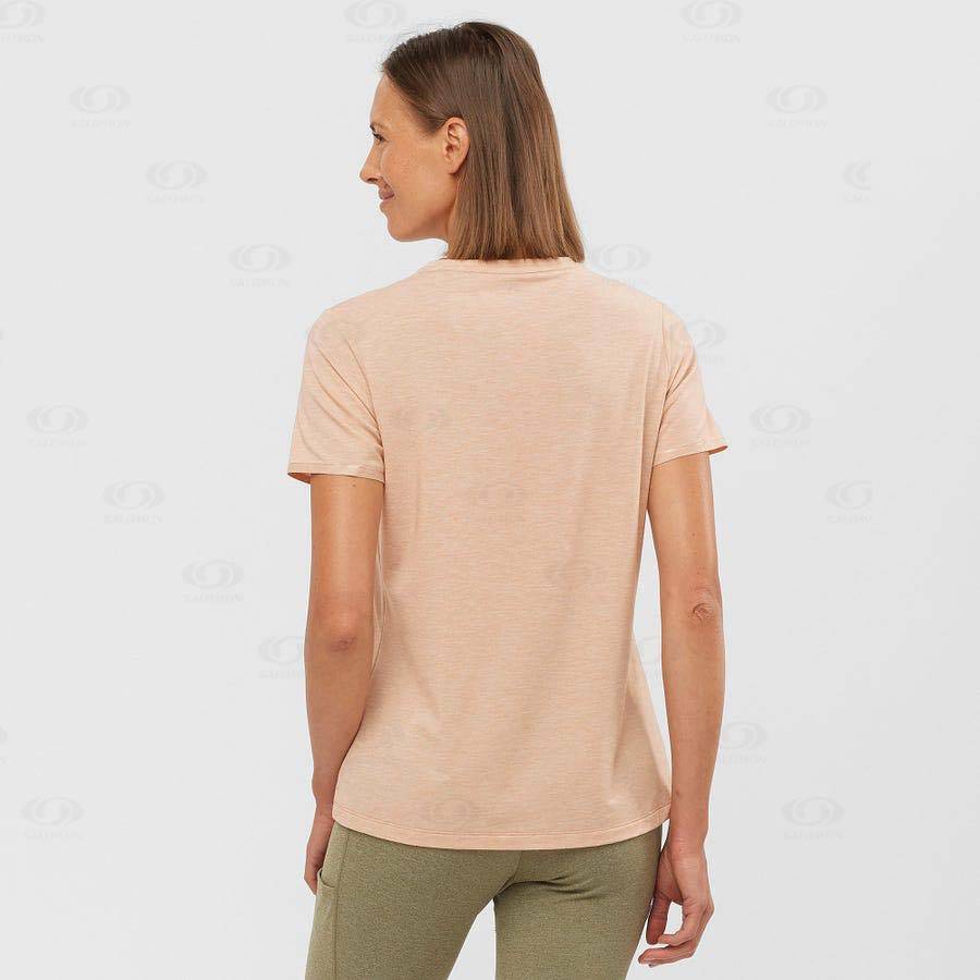 Beige Salomon ESSENTIAL TENCEL Women's T Shirts | US-O2001