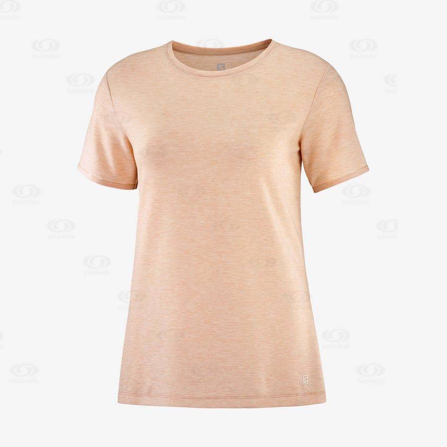 Beige Salomon ESSENTIAL TENCEL Women\'s T Shirts | US-O2001