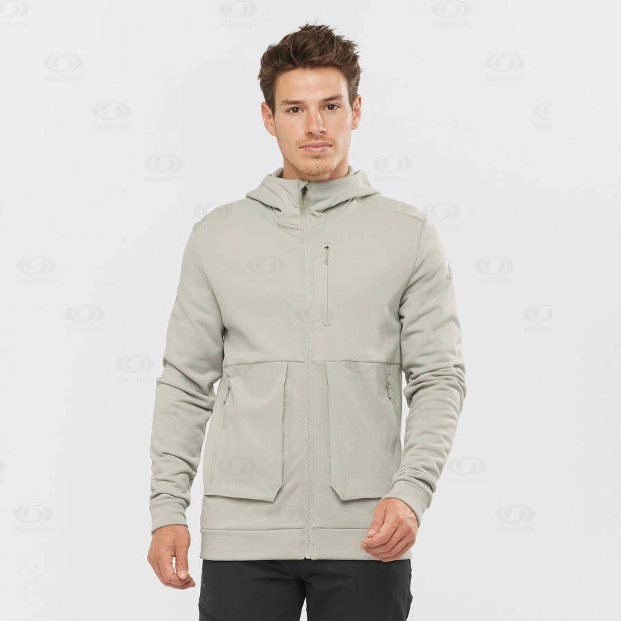 Beige Salomon ESSENTIAL WARM FLEECE Men's Hoodie | US-S2311