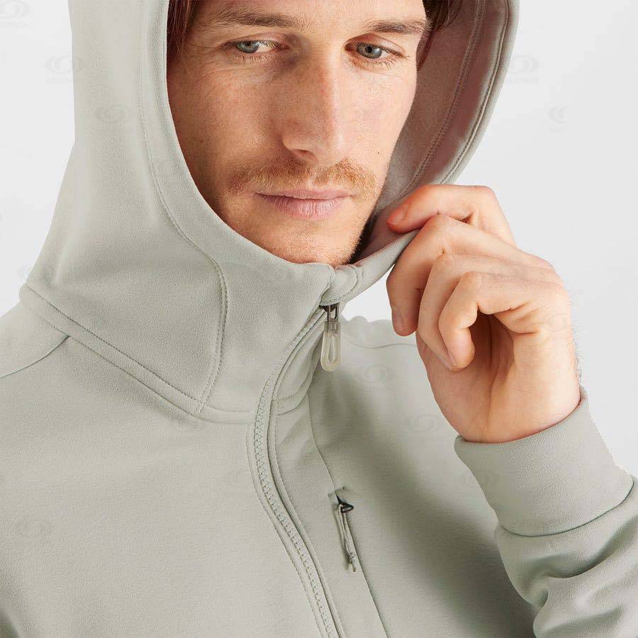 Beige Salomon ESSENTIAL WARM FLEECE Men's Hoodie | US-S2311