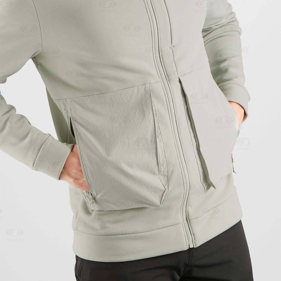 Beige Salomon ESSENTIAL WARM FLEECE Men's Hoodie | US-S2311