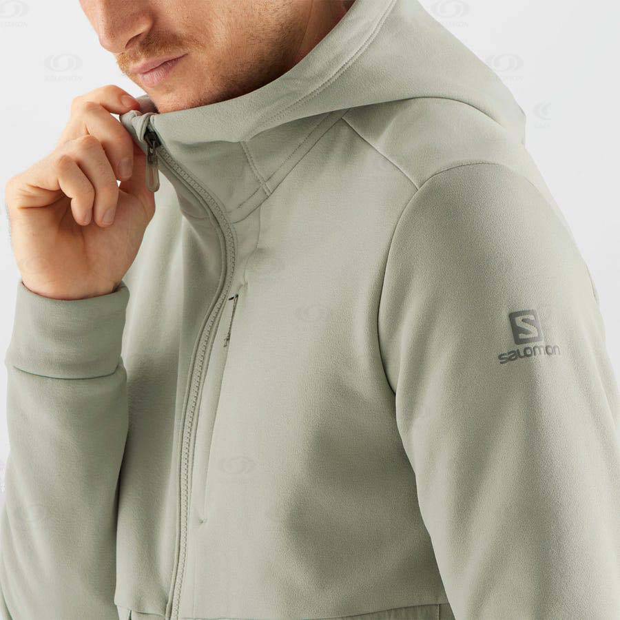 Beige Salomon ESSENTIAL WARM FLEECE Men's Hoodie | US-S2311