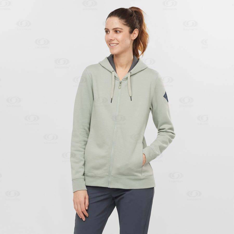 Beige Salomon ESSENTIAL WARM SALOMON Women's Hoodie | US-O2015