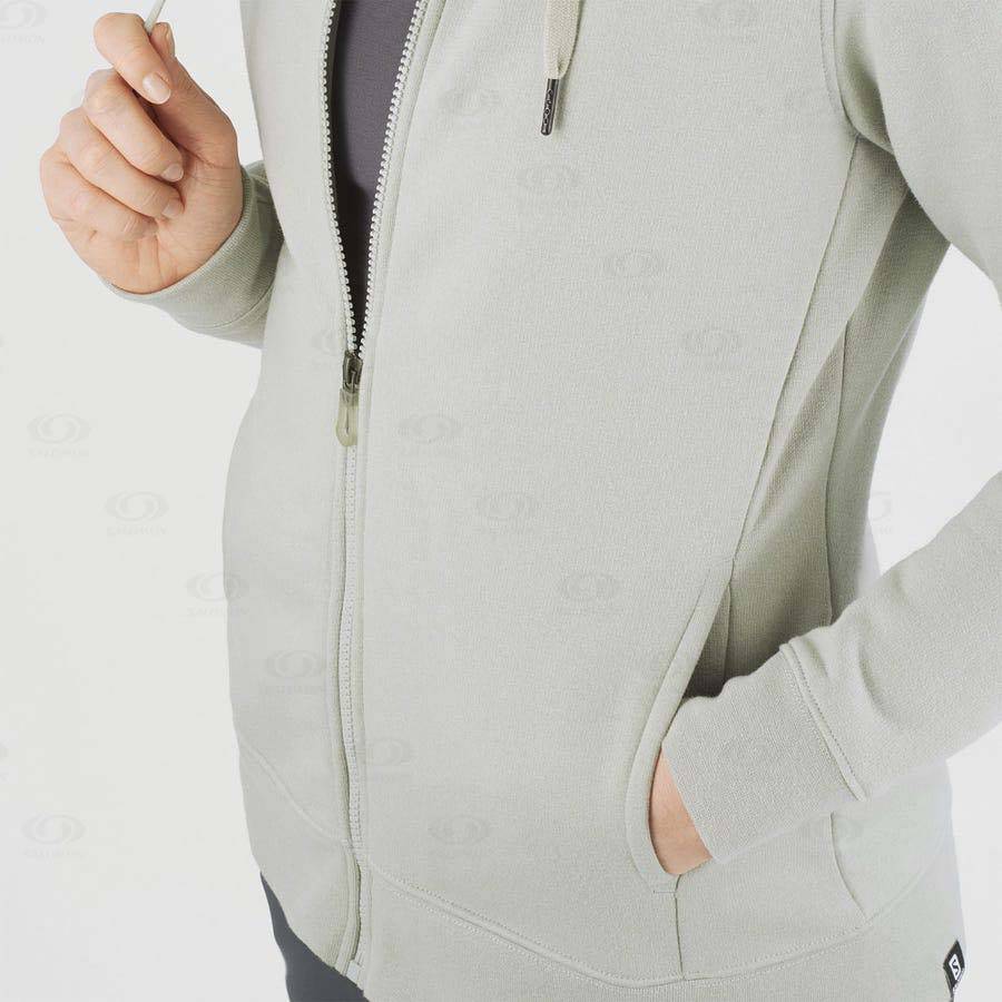 Beige Salomon ESSENTIAL WARM SALOMON Women's Hoodie | US-O2015