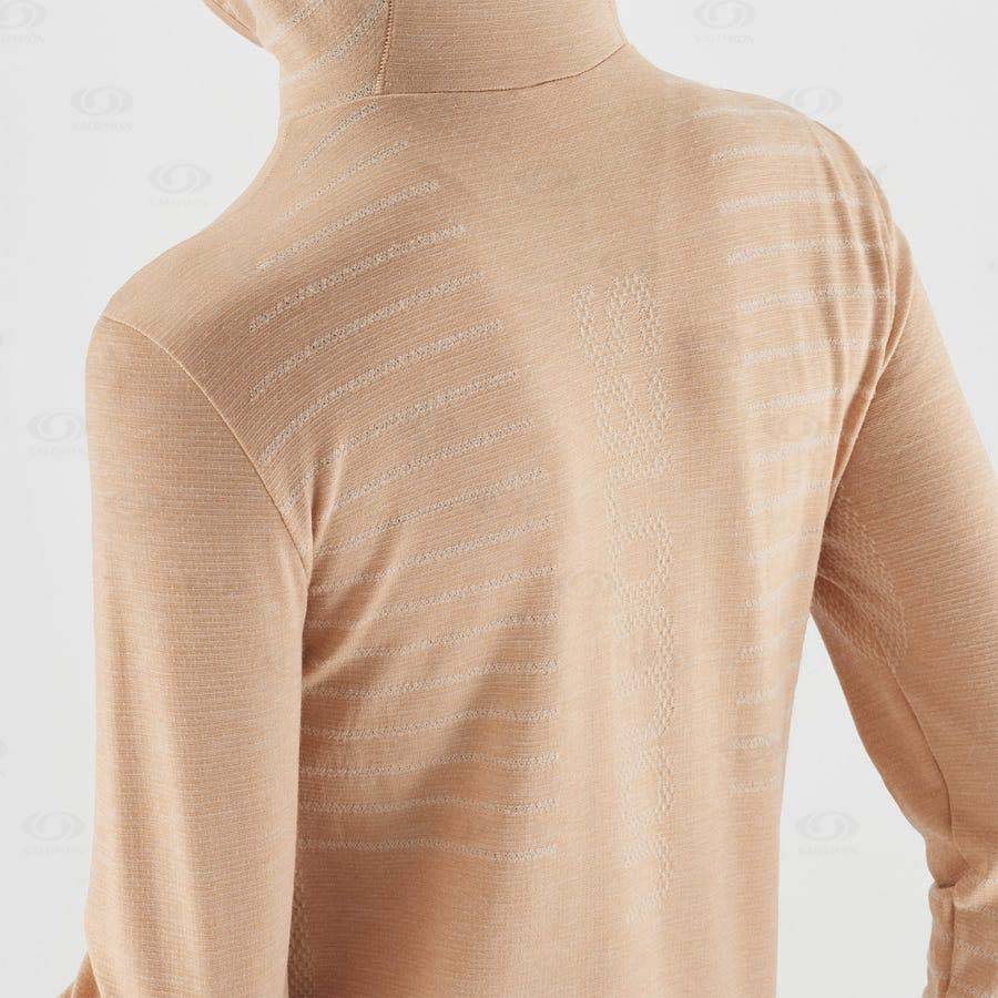 Beige Salomon ESSENTIAL WOOL Women's T Shirts | US-L1249