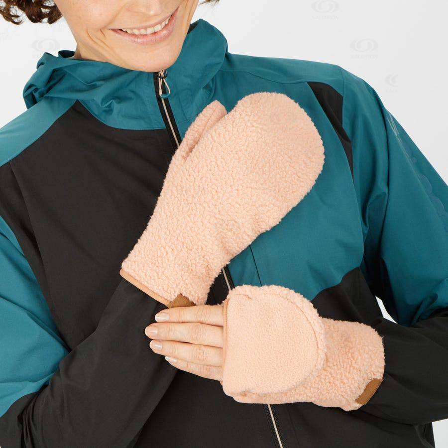 Beige Salomon OUTLIFE FLEECE Women's Gloves | US-O1294