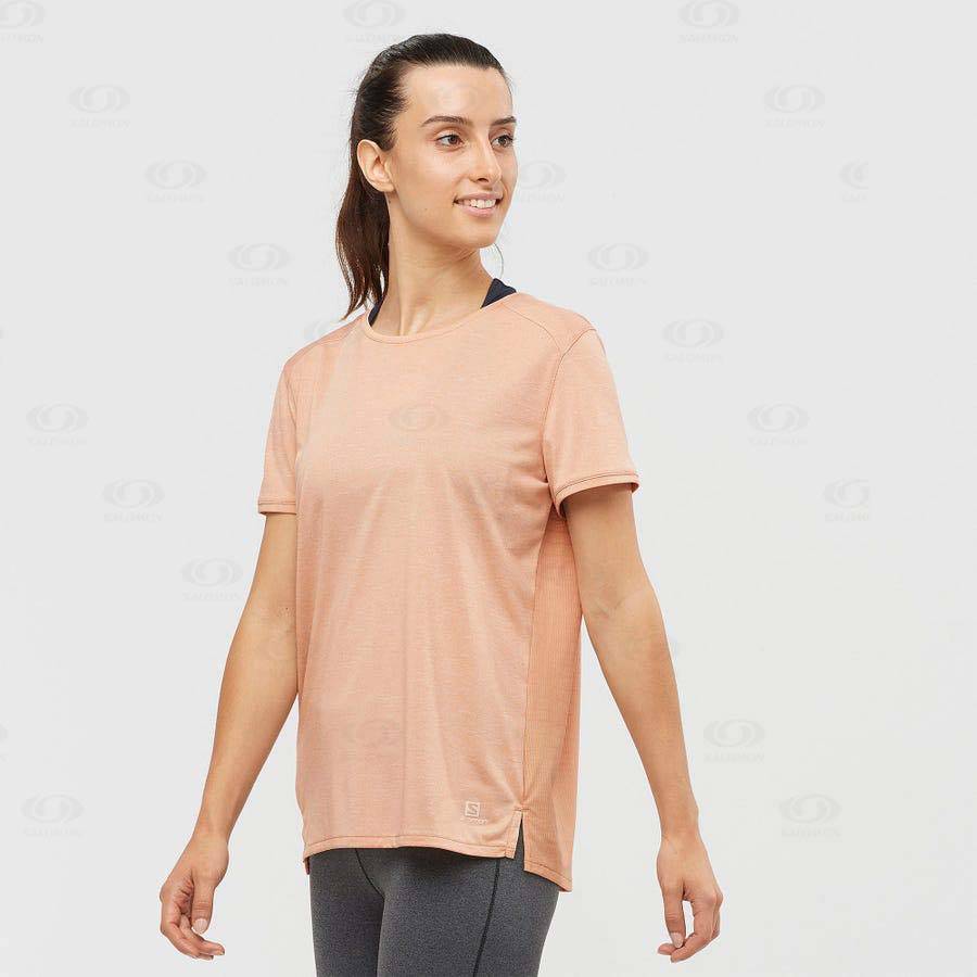 Beige Salomon OUTLINE SUMMER Women's T Shirts | US-W1800