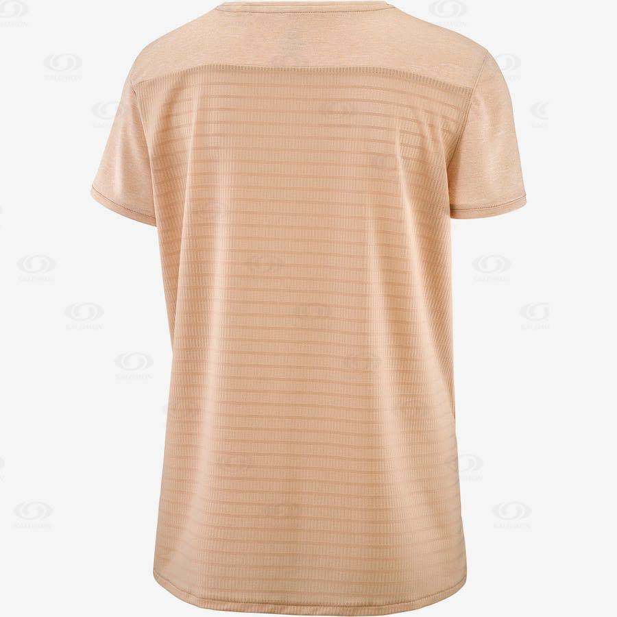 Beige Salomon OUTLINE SUMMER Women's T Shirts | US-W1800