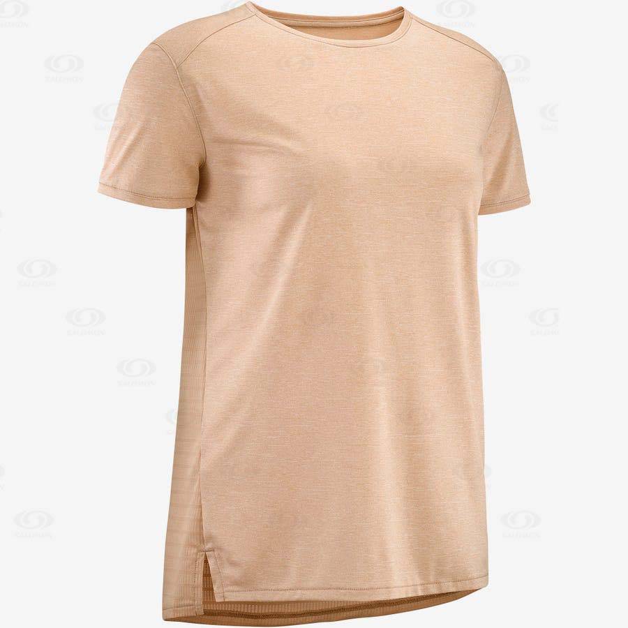 Beige Salomon OUTLINE SUMMER Women's T Shirts | US-W1800