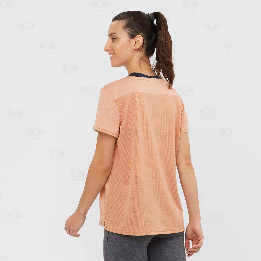 Beige Salomon OUTLINE SUMMER Women's T Shirts | US-W1800