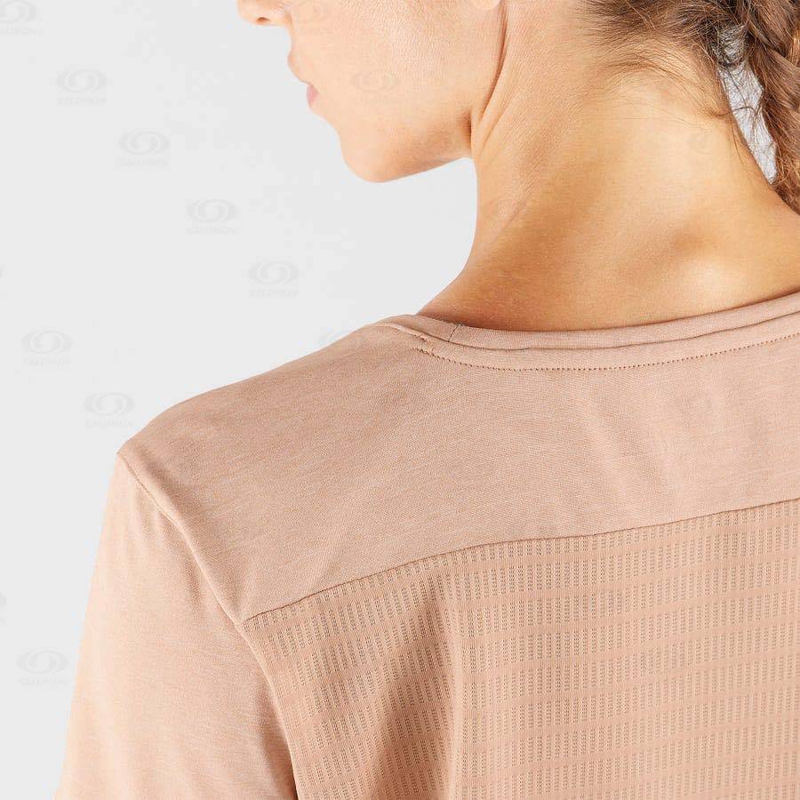 Beige Salomon OUTLINE SUMMER Women's T Shirts | US-W1800