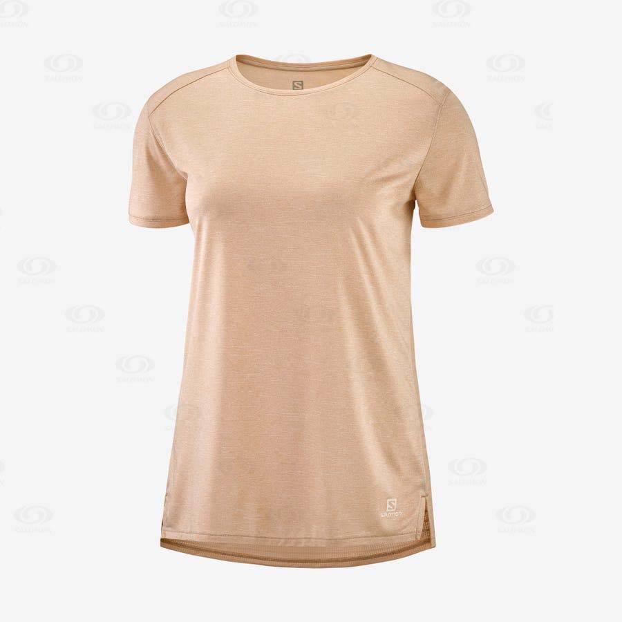 Beige Salomon OUTLINE SUMMER Women\'s T Shirts | US-W1800