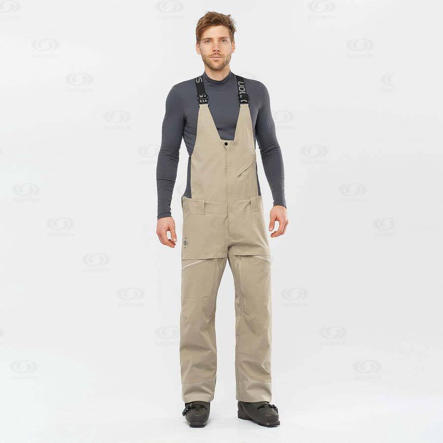 Beige Salomon STANCE 3L BIB Men's Ski Pants | US-S2598