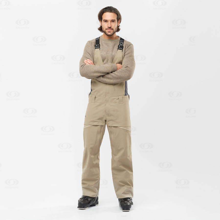 Beige Salomon STANCE 3L BIB Men's Ski Pants | US-S2598