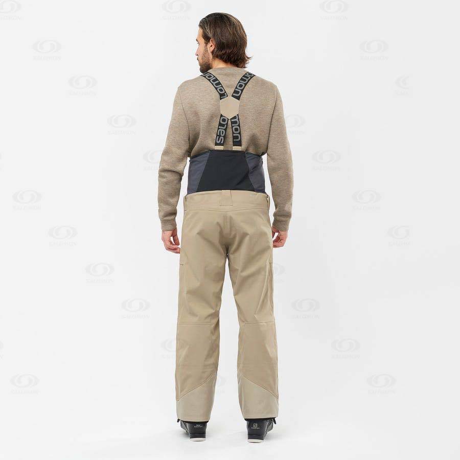 Beige Salomon STANCE 3L BIB Men's Ski Pants | US-S2598