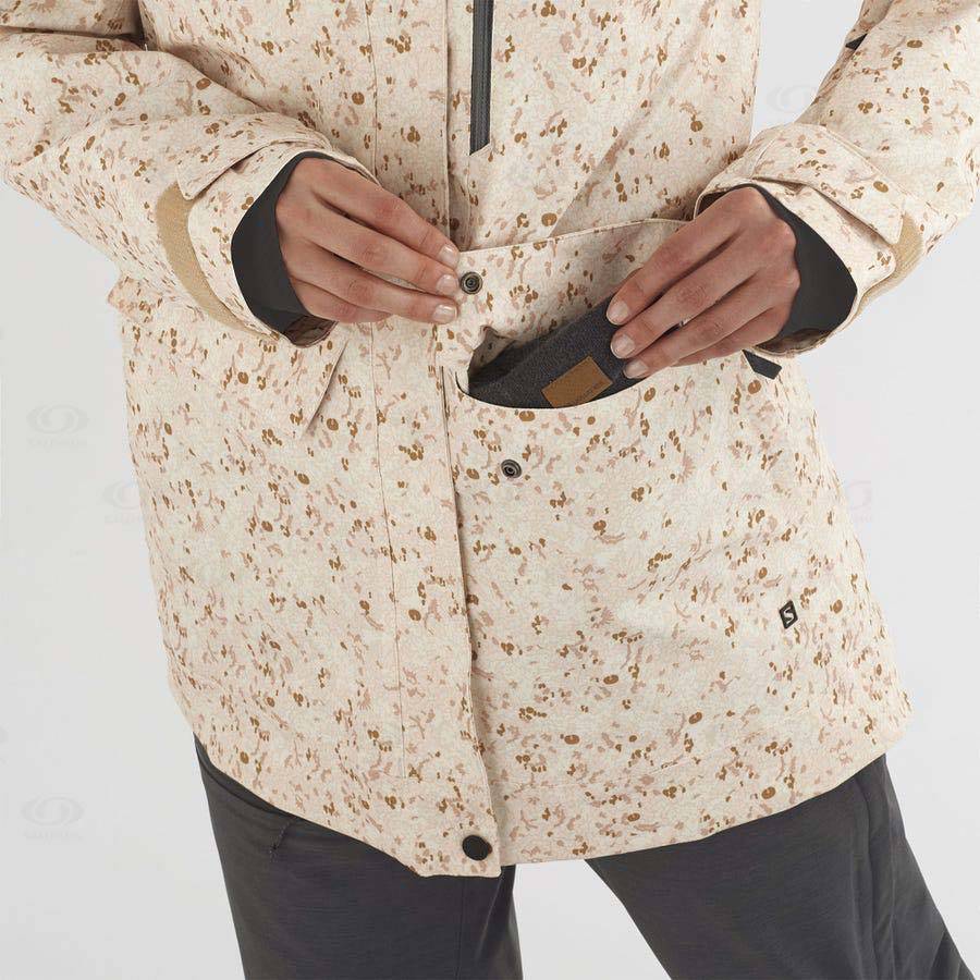 Beige Salomon STANCE CARGO Women's Ski Jackets | US-S1506