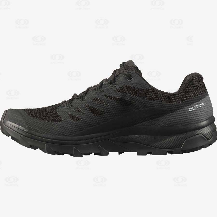 Black / Black Salomon OUTLINE GORE-TEX Men's Hiking Shoes | US-A2263