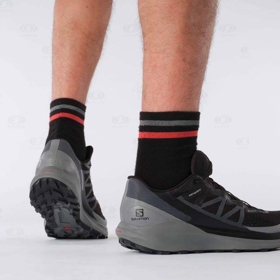 Black / Black Salomon SENSE RIDE 4 GORE-TEX INVISIBLE FIT Men's Trail Running Shoes | US-L1599