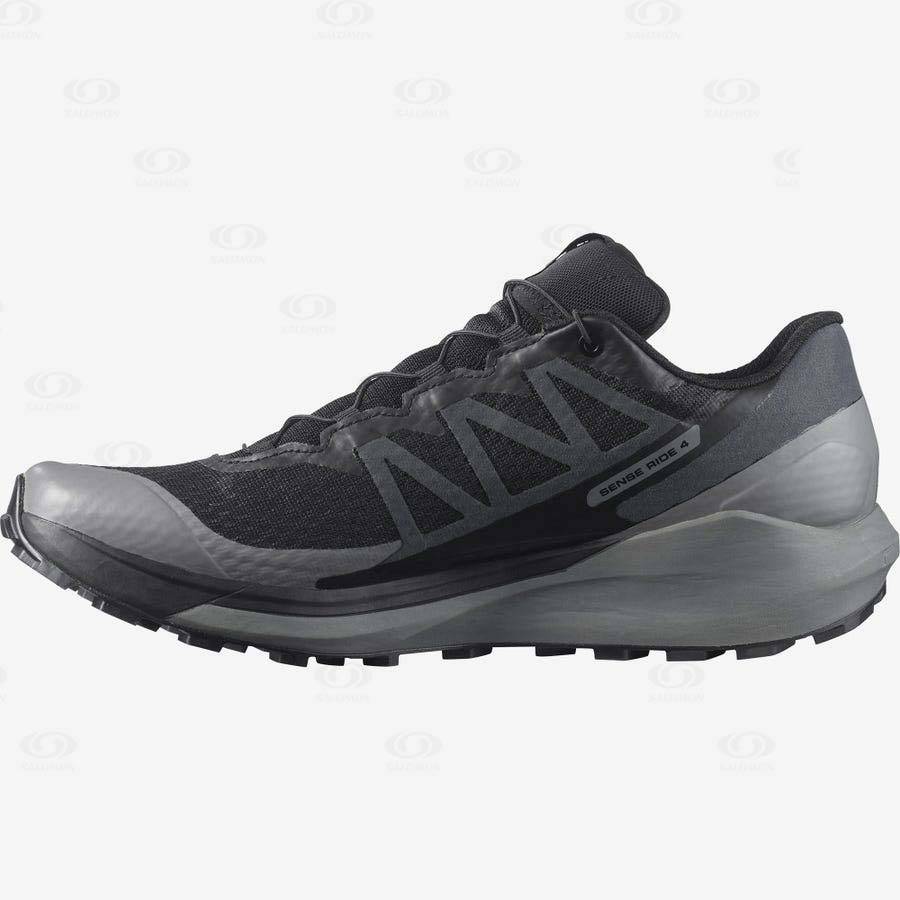 Black / Black Salomon SENSE RIDE 4 GORE-TEX INVISIBLE FIT Men's Trail Running Shoes | US-L1599