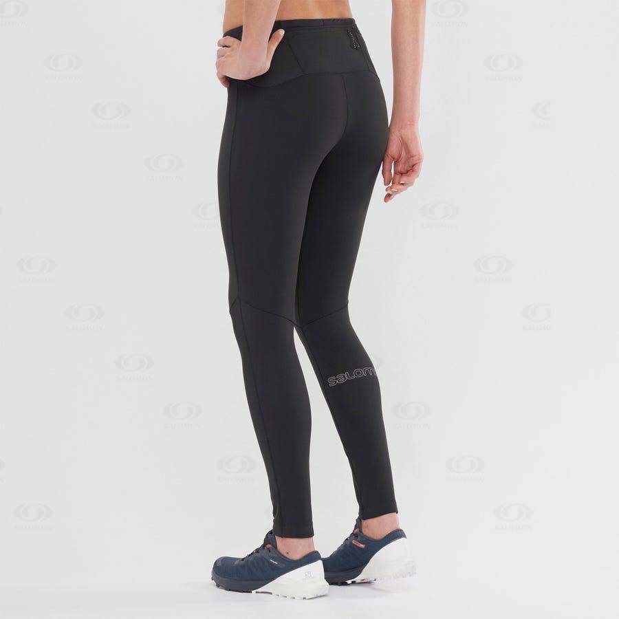 Black / Black Salomon XA WARM Women's Running Tights | US-W2740