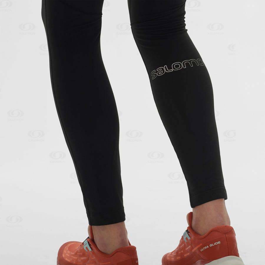 Black / Black Salomon XA WARM Women's Running Tights | US-W2740