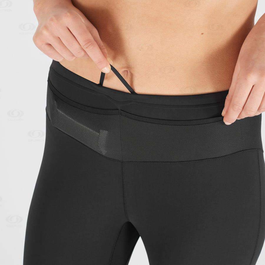 Black / Black Salomon XA WARM Women's Running Tights | US-W2740