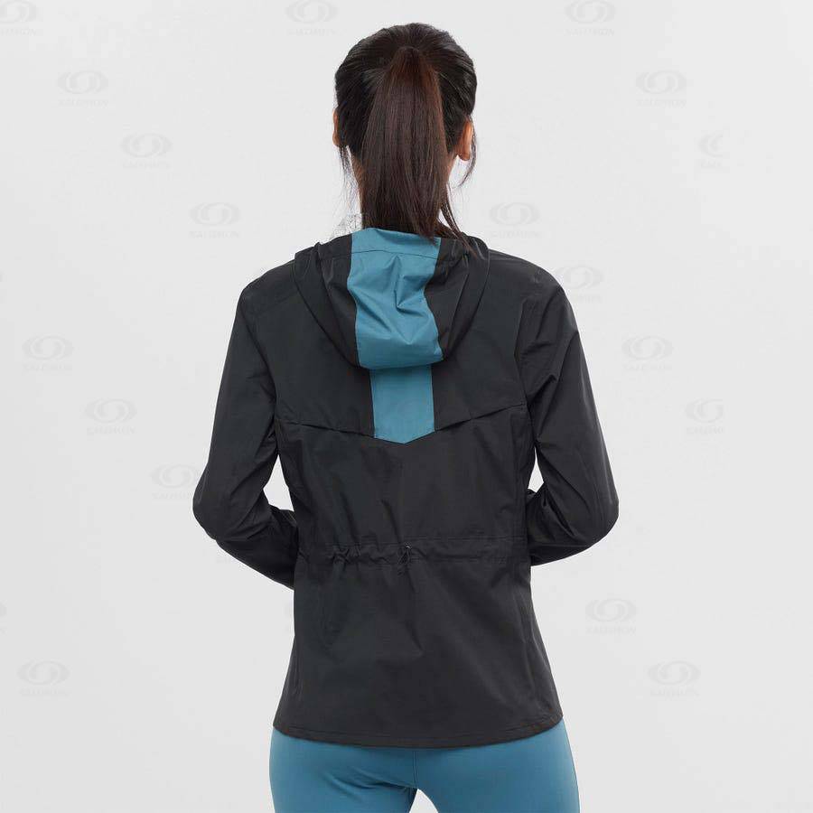 Black / Blue Salomon BONATTI WATERPROOF Women's Waterproof Jackets | US-A1892