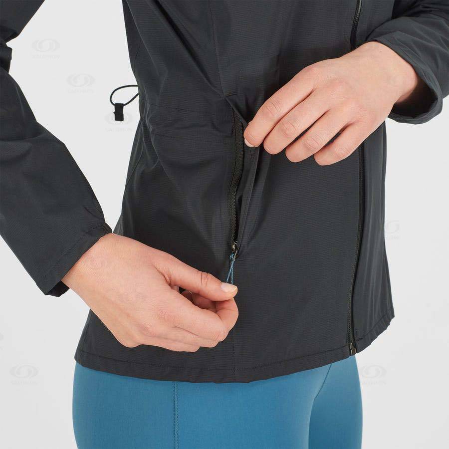 Black / Blue Salomon BONATTI WATERPROOF Women's Waterproof Jackets | US-A1892