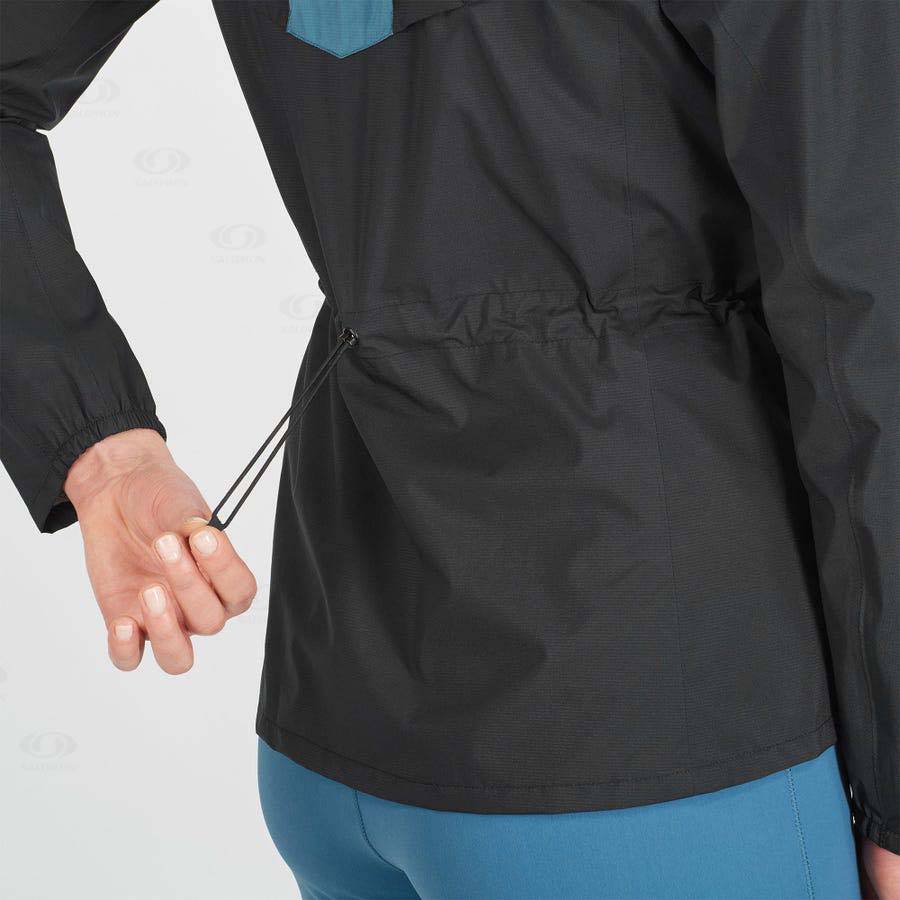 Black / Blue Salomon BONATTI WATERPROOF Women's Waterproof Jackets | US-A1892