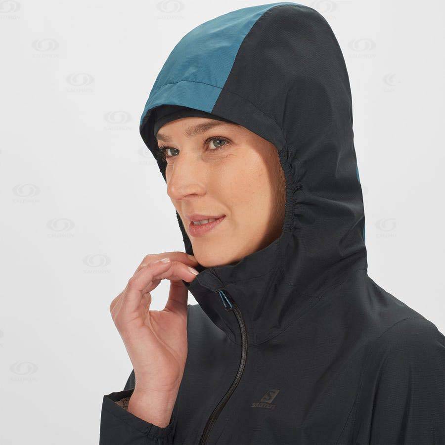 Black / Blue Salomon BONATTI WATERPROOF Women's Waterproof Jackets | US-A1892