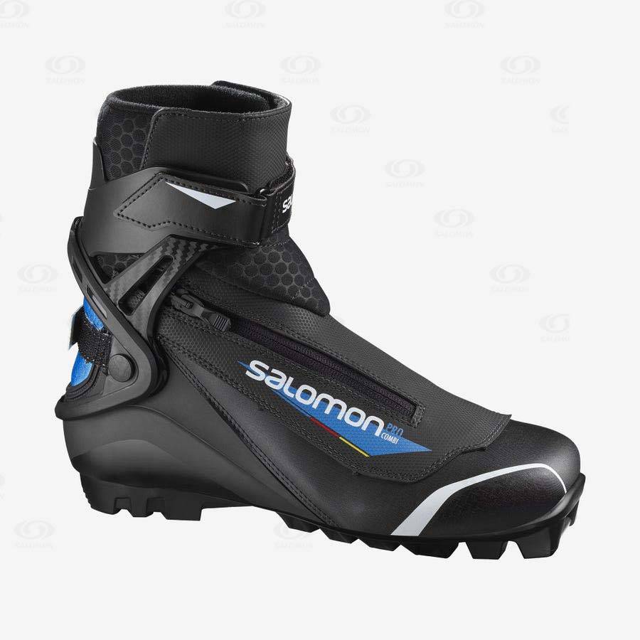 Black / Blue Salomon PRO COMBI PILOT Men\'s Ski Boots | US-O1579