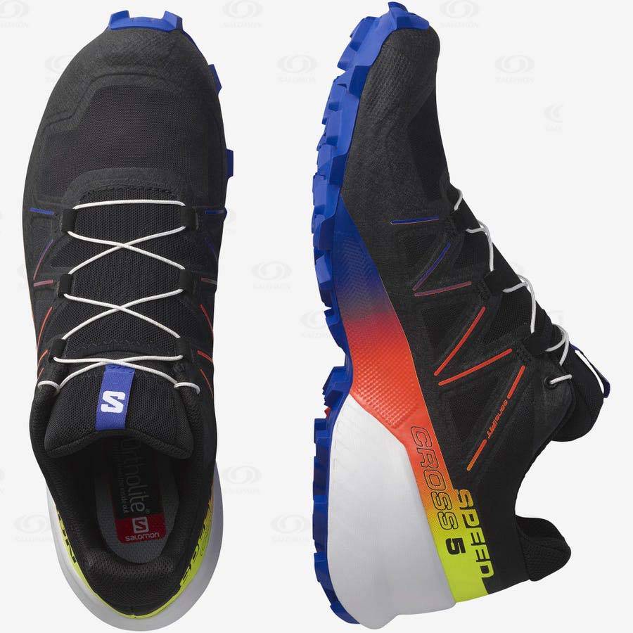 Black / Blue Salomon SPEEDCROSS 5 RACING PACK Men's Trail Running Shoes | US-M1272