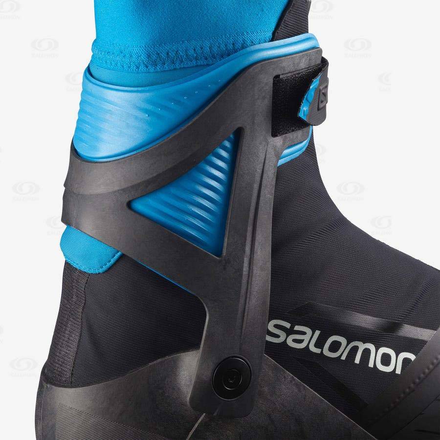 Black / Blue Salomon S/MAX CARBON SKATE MV PROLINK Women's Ski Boots | US-L2600