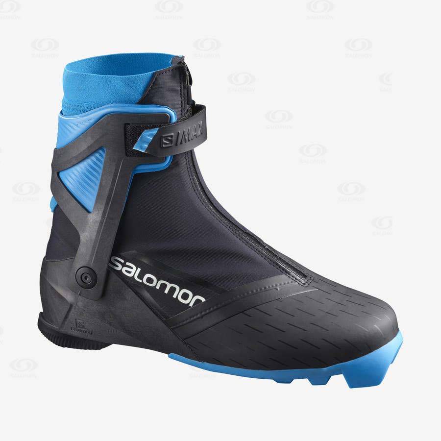 Black / Blue Salomon S/MAX CARBON SKATE MV PROLINK Women\'s Ski Boots | US-L2600