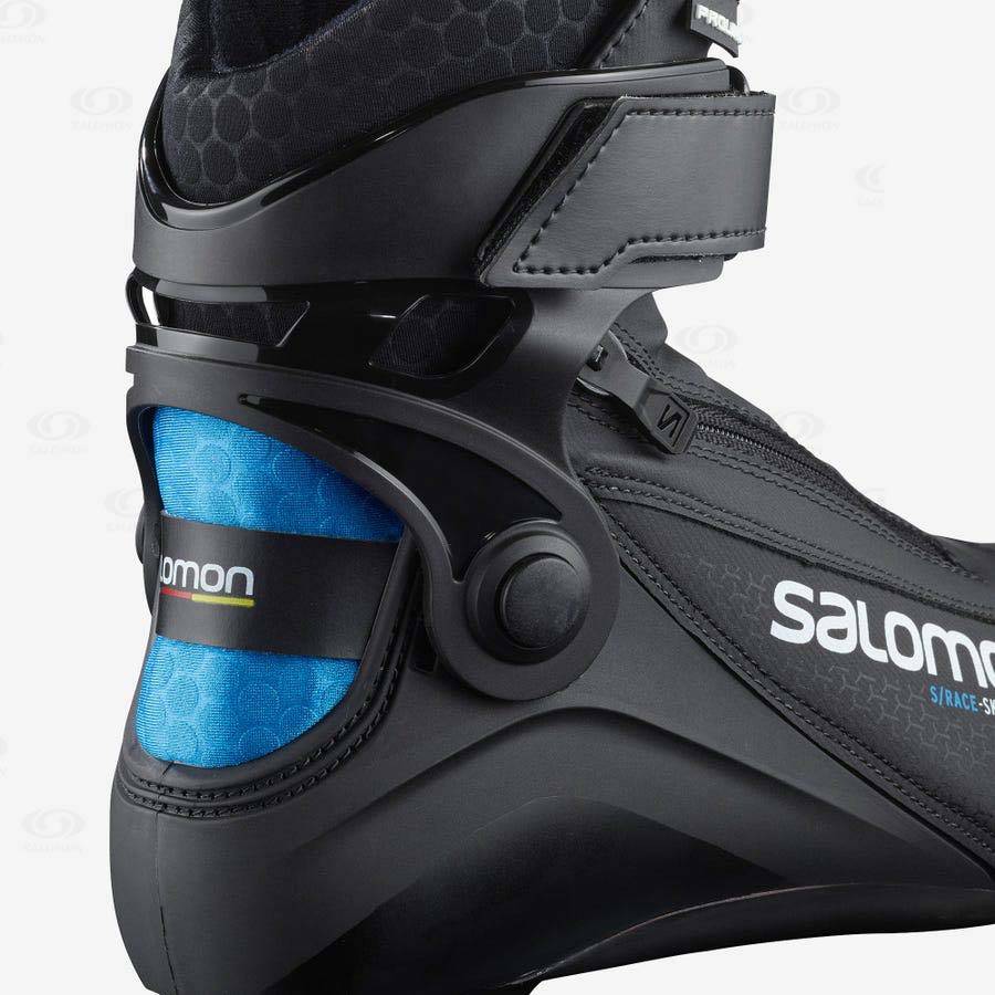 Black / Blue Salomon S/RACE SKIATHLON JUNIOR PROLINK kids Ski Boots | US-N1659