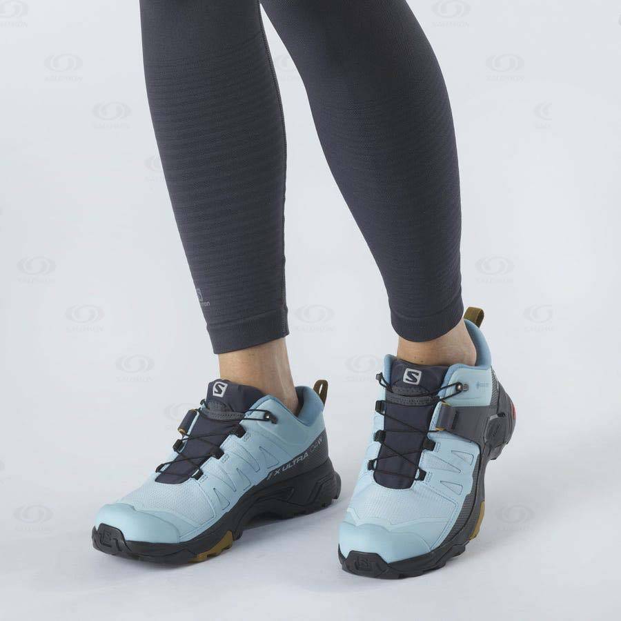 Black / Blue Salomon X ULTRA 4 GORE-TEX Women's Hiking Shoes | US-O2181