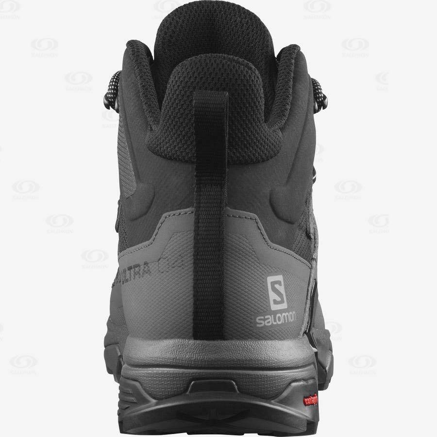 Black / Blue Salomon X ULTRA 4 MID WIDE GORE-TEX Men's Hiking Shoes | US-L1473