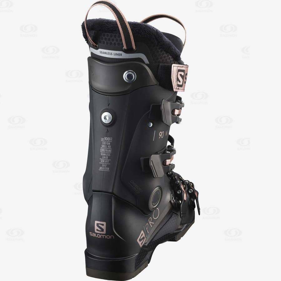 Black / Gold Salomon S/PRO 90 Women's Ski Boots | US-W1730