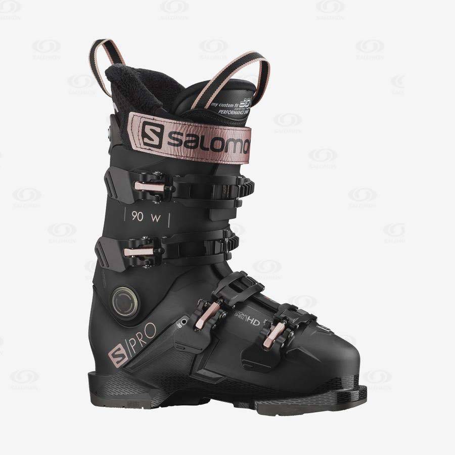 Black / Gold Salomon S/PRO 90 Women\'s Ski Boots | US-W1730