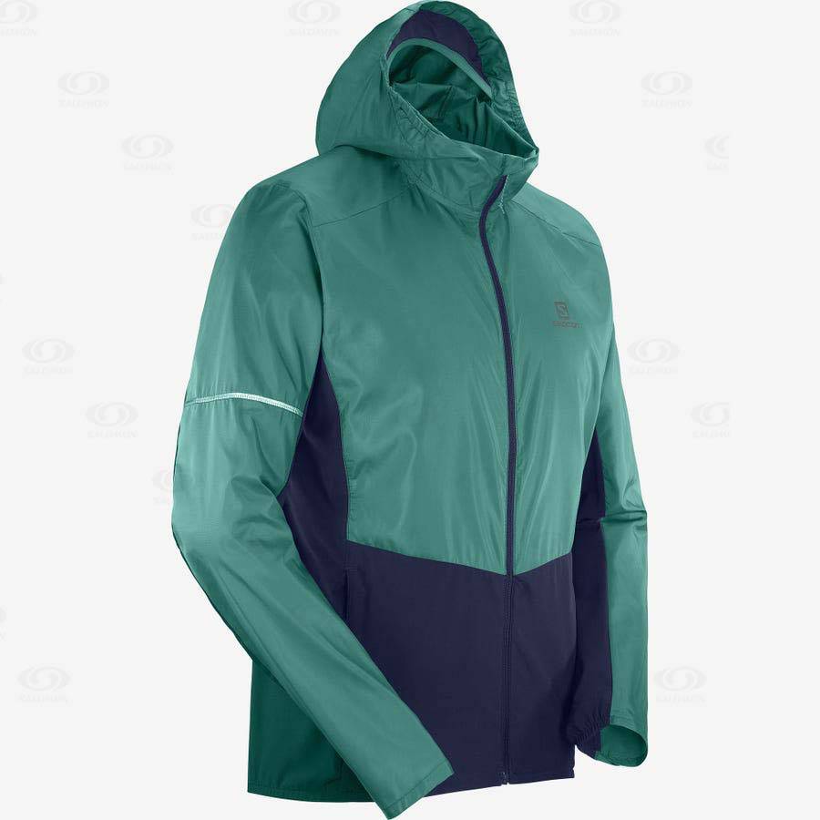 Black / Green Salomon AGILE WIND Men's Windbreakers Jacket | US-S1632