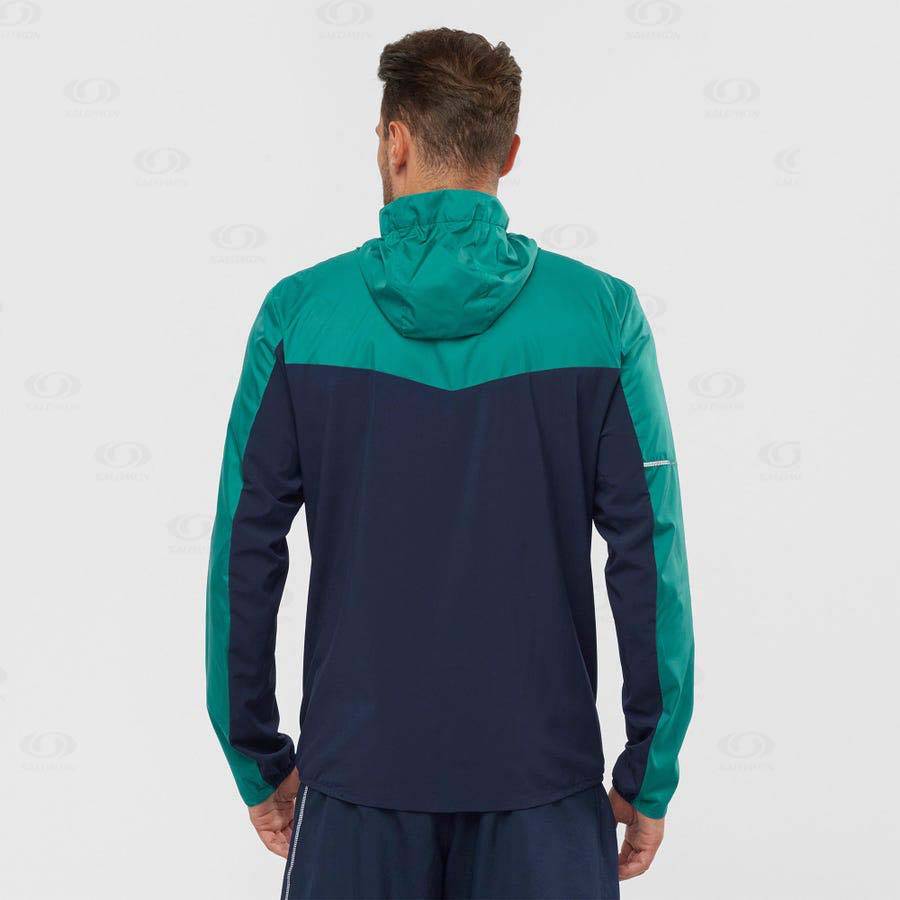 Black / Green Salomon AGILE WIND Men's Windbreakers Jacket | US-S1632