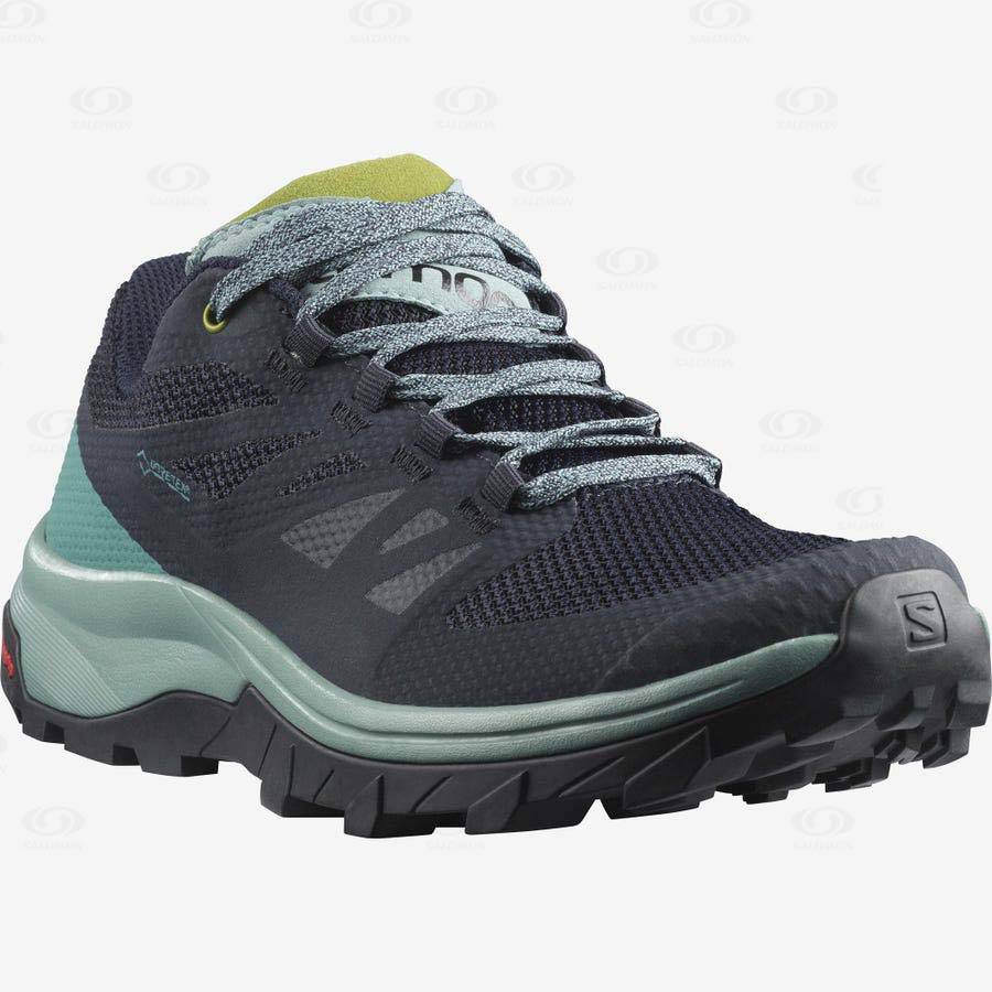 Black / Green Salomon OUTLINE GORE-TEX Women's Hiking Shoes | US-L2138