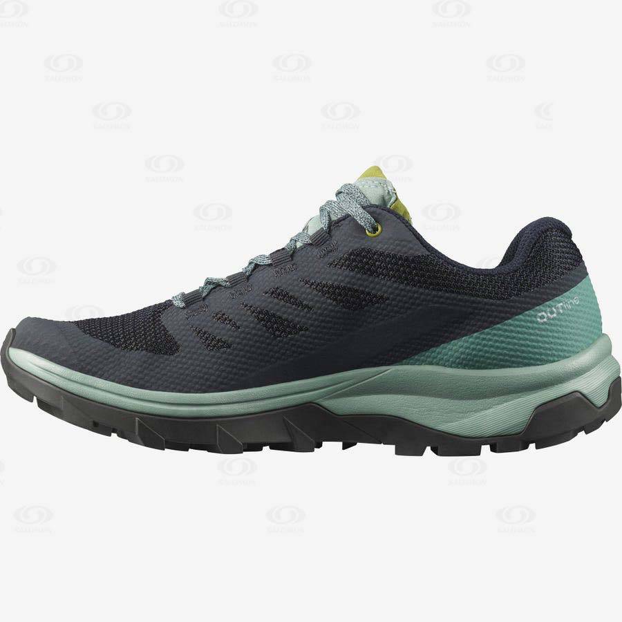 Black / Green Salomon OUTLINE GORE-TEX Women's Hiking Shoes | US-L2138